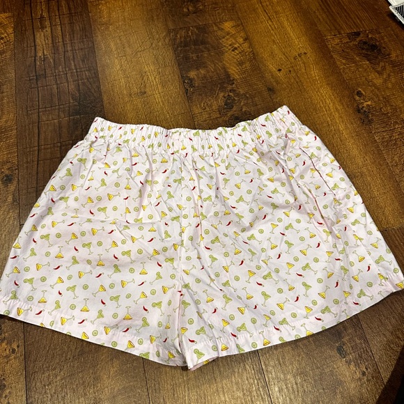 Together Pink and Yellow Patterned High Waist Women's Shorts - Picture 2 of 4